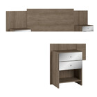 Cabeceira Casal Extensível Espelhada Com 2 Mesas De Cabeceira