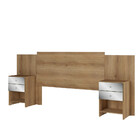 Cabeceira Casal Extensível Espelhada Com 2 Mesas De Cabeceira