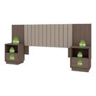 Cabeceira Casal Extensivel Estofada 2 Mesas Com Gaveta Liz Sh