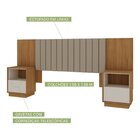 Cabeceira Casal Extensível Estofada Com 2 Mesas De Cabeceiras