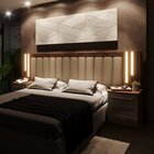 Cabeceira Casal Extensível Estofada Com Led Luminous Yescasa