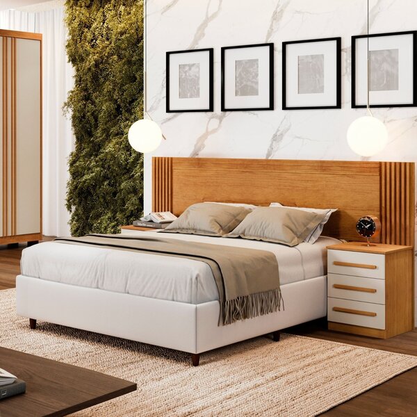 Cabeceira Casal Extensível Valência Cinamomo/off-white