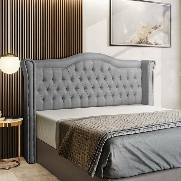Cabeceira Casal Herrera Com Tacha 140 Cm Cinza