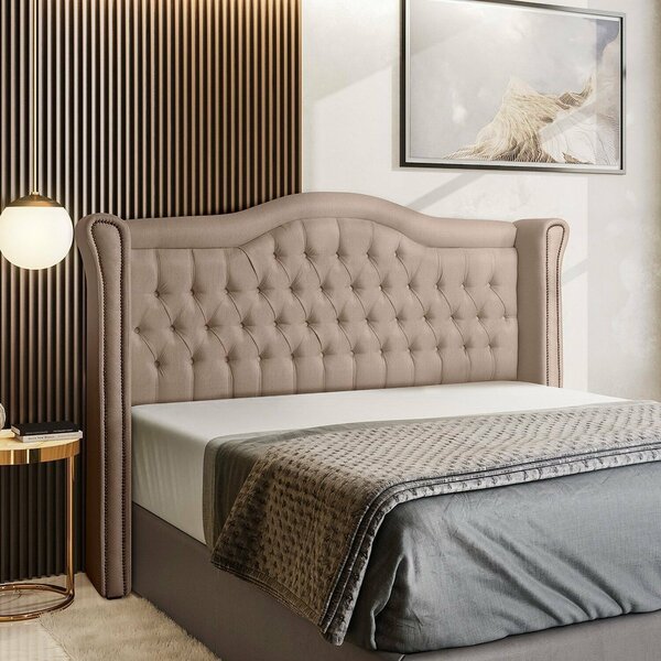 Cabeceira Casal Herrera Com Tacha 140 Cm Creme