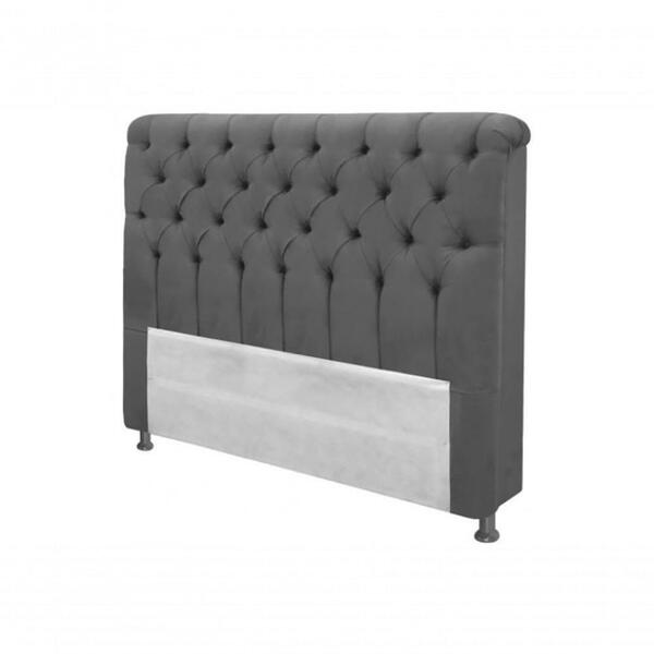 Cabeceira Casal Imperatriz Nobuck Cinza Escuro Simbal