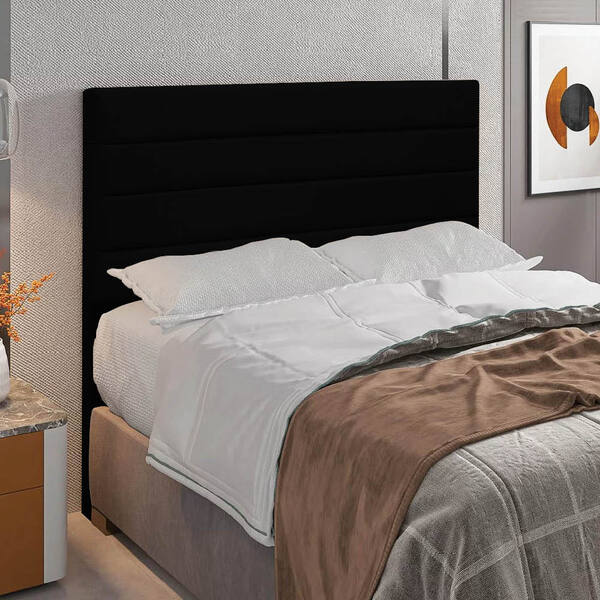 Cabeceira Casal King Cama Box 195cm Para Quarto Rubi Suede M1
