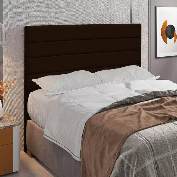 Cabeceira Casal King Cama Box 195cm Para Quarto Rubi Suede M1