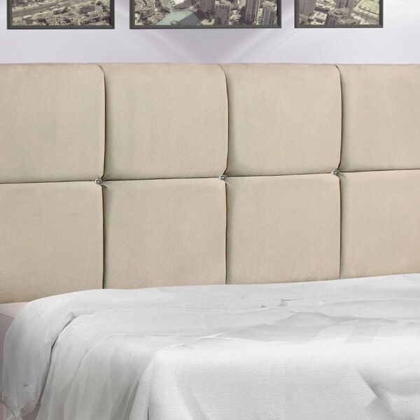Cabeceira Casal King Jbe Moveis Paris 195cm Bege Para Cama Bo