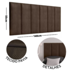 Cabeceira Casal Laura 1,40 Almofadada Sued Marron