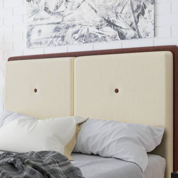 Cabeceira Casal Lizz - Linho - Palladium Decor Creme