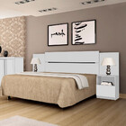 Cabeceira Casal Londres Com 2 Mesas De Cabeceira Branco - Imop