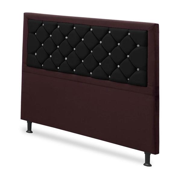 Cabeceira Casal Londres Suede Amassado Preto 1,40m