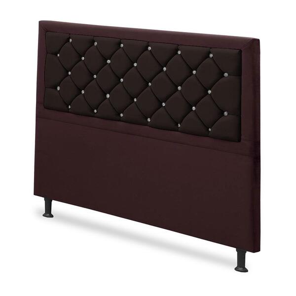 Cabeceira Casal Londres Veludo Chocolate 1,40m