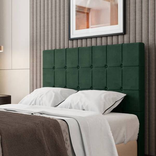 Cabeceira Casal Lotus - Veludo - Palladium Decor Verde Musgo