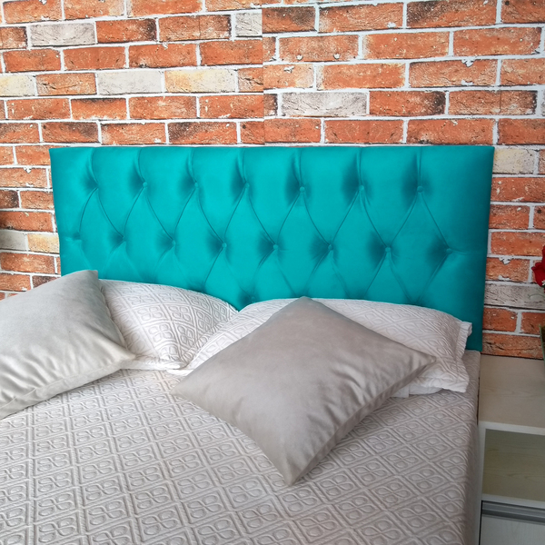 Cabeceira Casal Luna Suede Liso Azul Turquesa 140 X 80 Rbl