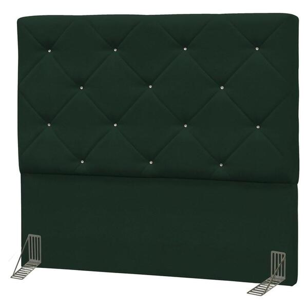 Cabeceira Casal Oásis 145cm Suede Liso Verde Musgo - D'monega