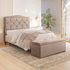 Cabeceira Casal Pés Com Regulagem Malta 140cm Creme