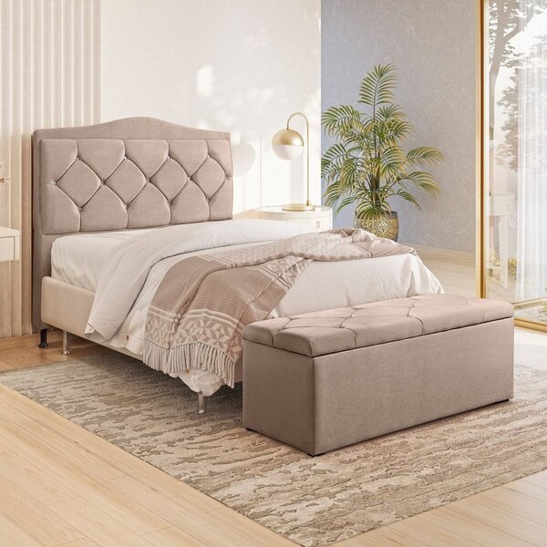 Cabeceira Casal Pés Com Regulagem Malta 140cm Creme