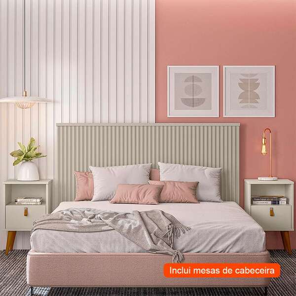 Cabeceira Casal Pipa Com 2 Mesas De Apoio Búzios 2 Gv Off Whi