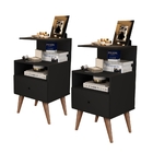 Cabeceira Casal Preta Com Mesas De Cabeceira Sour Preta