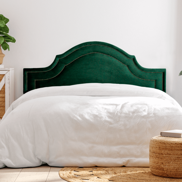 Cabeceira Casal Provençal Luxo Dupla 140x60 Veludo Verde - Tachas