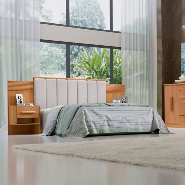 Cabeceira Casal Queen 160 Cm Ripada 100% Mdf Estofada Isis Co