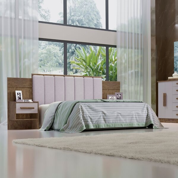 Cabeceira Casal Queen 160 Cm Ripada 100% Mdf Estofada Isis Co