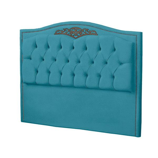 Cabeceira Casal Queen 160cm Decorativa Maitê Veludo Azul Turq