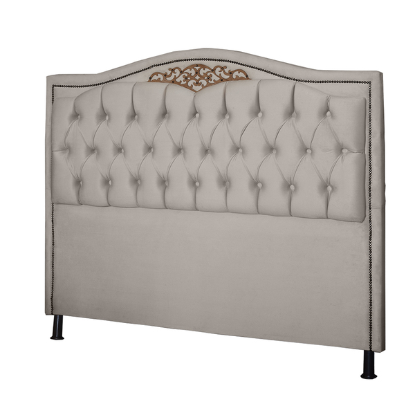 Cabeceira Casal Queen 160cm Decorativa Maitê Veludo Bege - Mo