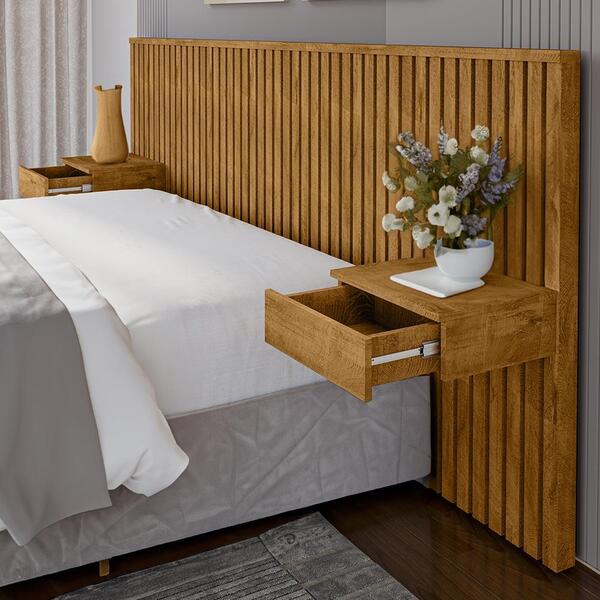 Cabeceira Casal Queen 247 Cm Ripada 2 Gavetas Naturalle Cenlo