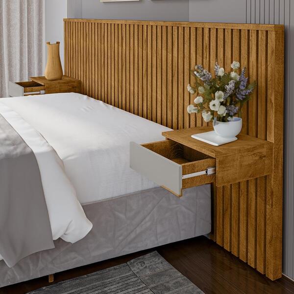 Cabeceira Casal Queen 247 Cm Ripada 2 Gavetas Naturalle Off W