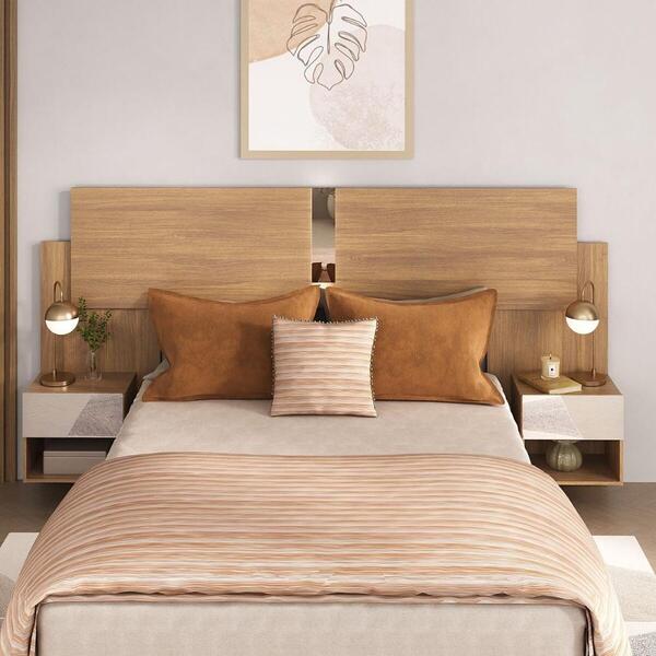 Cabeceira Casal/queen C/espelho E 2 Mesas Multimóveis Mp4324