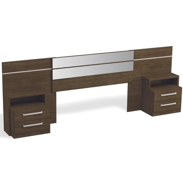 Cabeceira Casal/queen Com Espelho E 2 Criados Jacarandá