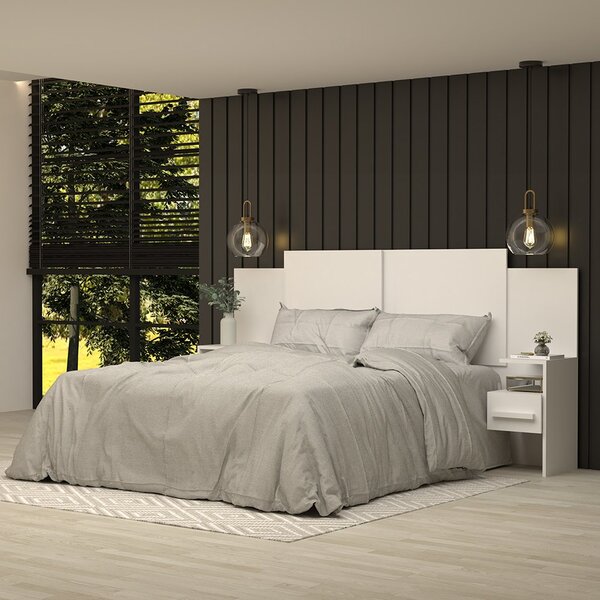 Cabeceira Casal/queen Extensível Com Mesas De Apoio 2 Gavetas