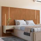 Cabeceira Casal Queen Size Verona Com Leds Cedro Linho