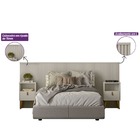 Cabeceira Casal Ripada 133x241com Frame Alexa Off White - Ede