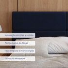 Cabeceira Casal Sophia Suede Azul Marinho