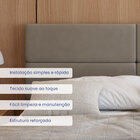 Cabeceira Casal Sophia Suede Bege