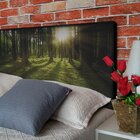 Cabeceira Casal Suede Estampado Árvore Painel Cama Box 140 X