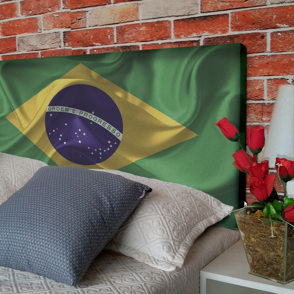 Cabeceira Casal Suede Estampado Bandeira Painel Cama Box 140