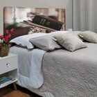 Cabeceira Casal Suede Estampado Bíblia Fechada Painel Cama Bo