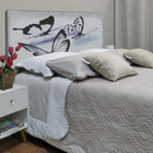 Cabeceira Casal Suede Estampado Borboletas Painel Cama Box 14