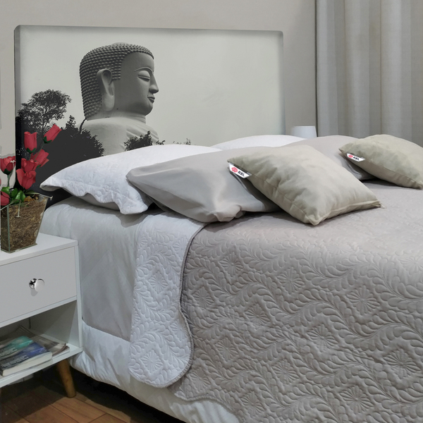 Cabeceira Casal Suede Estampado Buda Painel Cama Box 140 X 60