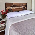 Cabeceira Casal Suede Estampado Carro Painel Cama Box 140 X 60