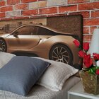 Cabeceira Casal Suede Estampado Carro Painel Cama Box 140 X 60