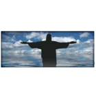 Cabeceira Casal Suede Estampado Cristo Painel Cama Box 140 X