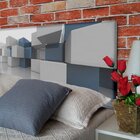 Cabeceira Casal Suede Estampado Cubos Painel Cama Box 140 X 60