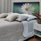 Cabeceira Casal Suede Estampado Flor Painel Cama Box 140 X 60