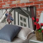 Cabeceira Casal Suede Estampado Homem Aranha  Painel Cama Box