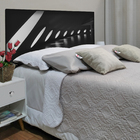 Cabeceira Casal Suede Estampado Janelas Painel Cama Box 140 X